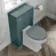 Monaco Mystic Green Basin Vanity and Back To Wall Toilet Unit 1000mm (Excludes Pan & Cistern) - Brass Knurled Handles