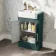 Monaco Mystic Green Combination Vanity Basin and Hudson Toilet with Wooden Seat 1000mm - Brass Knurled Handles