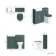 Monaco Mystic Green Combination Vanity Basin and Hudson Toilet with Wooden Seat 1000mm - Brass Knurled Handles