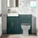 Monaco Mystic Green Combination Vanity Basin with Marble Top 1000mm (Excludes Pan & Cistern) - Brass Knurled Handles
