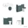 Monaco Mystic Green Combination Vanity Basin with Marble Top & Hudson Toilet with Wooden Seat 1000mm - Brass Knurled Handles