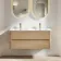 Jerez Country Oak Wall Hung Double Basin Drawer Vanity 1200mm