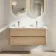 Jerez Country Oak Wall Hung Drawer Vanity with Matt White Double Basin 1200mm