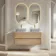 Jerez Country Oak Double Wall Hung Drawer Vanity with Marble Top 1200mm - Excludes Basin