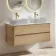 Jerez Country Oak Double Wall Hung Drawer Vanity with Marble Top 1200mm - Excludes Basin