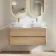 Jerez Country Oak Double Wall Hung Drawer Vanity with Marble Top & Curved Basin 1200mm