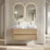 Jerez Country Oak Double Wall Hung Drawer Vanity with Marble Top & Curved Basin 1200mm