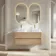Jerez Country Oak Double Wall Hung Drawer Vanity with Marble Top & Marin Basin 1200mm