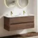 Jerez Black Walnut Wall Hung Drawer Vanity with Matt White Double Basin 1200mm