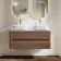 Jerez Black Walnut Double Wall Hung Drawer Vanity with Marble Top & Curved Basin 1200mm