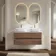 Jerez Black Walnut Double Wall Hung Drawer Vanity with Marble Top & Curved Basin 1200mm