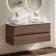 Jerez Black Walnut Double Wall Hung Drawer Vanity with Marble Top & Curved Basin 1200mm
