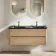 Jerez Country Oak Wall Hung Drawer Vanity with Black Double Basin 1200mm