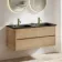 Jerez Country Oak Wall Hung Drawer Vanity with Black Double Basin 1200mm
