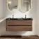 Jerez Black Walnut Wall Hung Drawer Vanity with Black Double Basin 1200mm