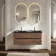 Jerez Black Walnut Wall Hung Drawer Vanity with Black Double Basin 1200mm