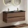 Jerez Black Walnut Wall Hung Drawer Vanity with Black Double Basin 1200mm