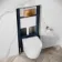 Idaho Pneumatic Wall Hung Toilet Frame and Concealed Cistern with Brushed Copper Flush Plate - Square Buttons