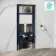 Idaho Pneumatic Wall Hung Toilet Frame and Concealed Cistern with Brushed Gunmetal Flush Plate - Round Buttons