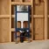 Idaho Pneumatic Wall Hung Toilet Frame and Concealed Cistern with Brushed Gunmetal Flush Plate - Round Buttons