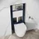 Idaho Pneumatic Wall Hung Toilet Frame and Concealed Cistern with Brushed Gunmetal Flush Plate - Round Buttons