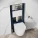 Idaho Pneumatic Wall Hung Toilet Frame and Concealed Cistern with Brushed Gunmetal Flush Plate - Square Buttons