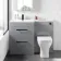 Avon Stone Grey Combination Basin Drawer and Atlanta Toilet 1100mm - Black Accents - Left Handed