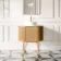 Positano Natural Oak Curved Vanity Unit with Carrara Marble Top 800mm - Basin Not Included