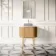 Positano Natural Oak Curved Vanity Unit with Carrara Marble Top 800mm - Basin Not Included