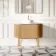 Positano Natural Oak Curved Vanity Unit with Carrara Marble Top 1000mm - Basin Not Included