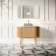 Positano Natural Oak Curved Vanity Unit with Carrara Marble Top 1000mm - Basin Not Included
