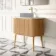 Positano Natural Oak Curved Vanity Unit with Carrara Marble Top 1000mm - Basin Not Included