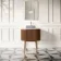 Positano Natural Walnut Curved Vanity Unit with Carrara Marble Top 800mm - Basin Not Included