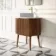 Positano Natural Walnut Curved Vanity Unit with Carrara Marble Top 800mm - Basin Not Included