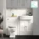 Monaco Cotton White Combination Vanity Traditional Basin and Hudson Toilet with Wooden Seat 1200mm
