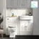 Monaco Cotton White Combination Vanity Traditional Basin with Marble Top & Hudson Toilet with Wooden Seat 1200mm