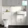 Monaco Cotton White Combination Vanity Traditional Basin with Marble Top & Kansas Toilet with Wooden Seat 1500mm