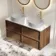 Bora Natural Walnut Wall Hung Vanity Drawer with Carrara Marble Top 1200mm - Basin Not Included