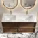 Bora Natural Walnut Carrara Marble Wall Hung Vanity Drawer & Undermount Basin 1200mm