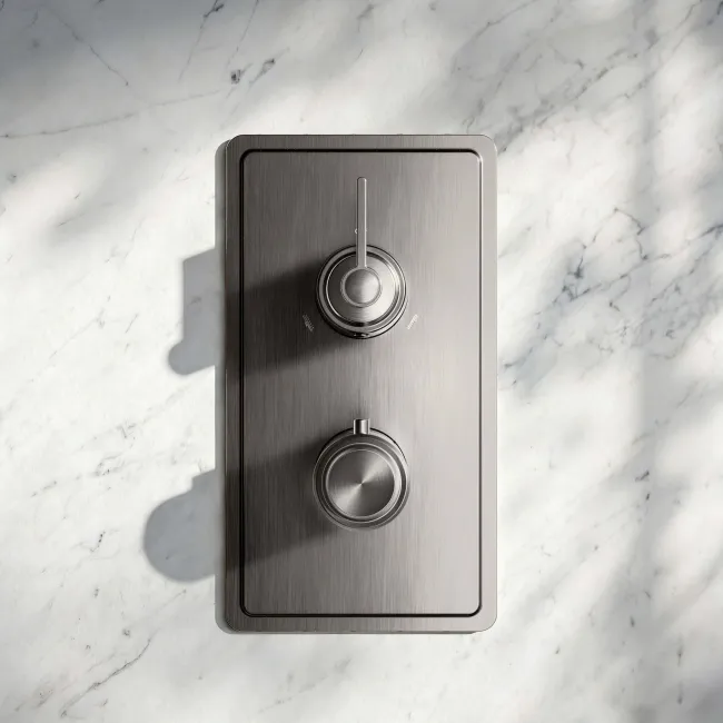 Corrib Premium Brushed Gunmetal Thermostatic Shower Valve - 2 Outlet