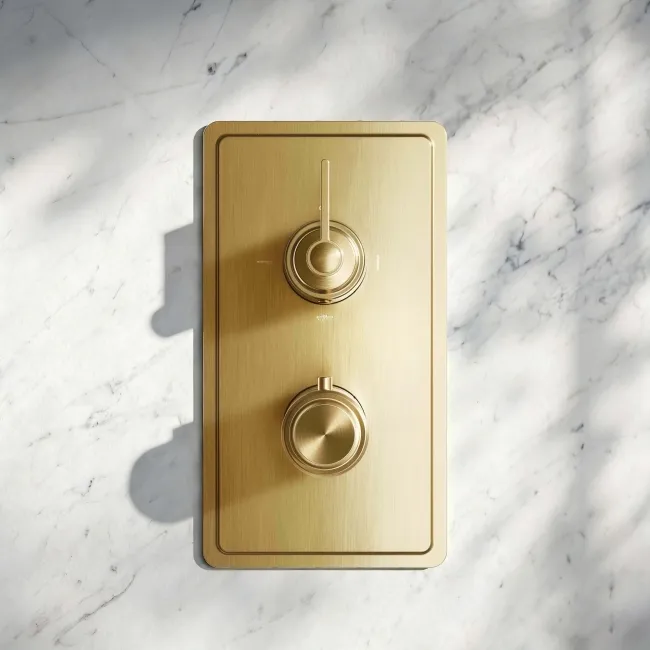 Corrib Premium Brushed Brass Thermostatic Shower Valve - 3 Outlet