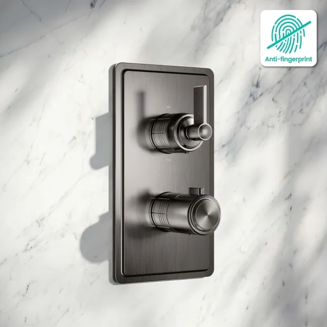 Corrib Premium Brushed Gunmetal Thermostatic Shower Valve - 3 Outlet