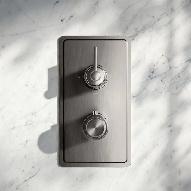 Corrib Premium Brushed Gunmetal Thermostatic Shower Valve - 3 Outlet