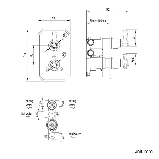 Kenmare Traditional Chrome Thermostatic Shower Valve - 2 Outlets
