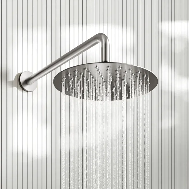 Suir Premium Brushed Nickel Round Thermostatic Shower Set with Knurled Detailing