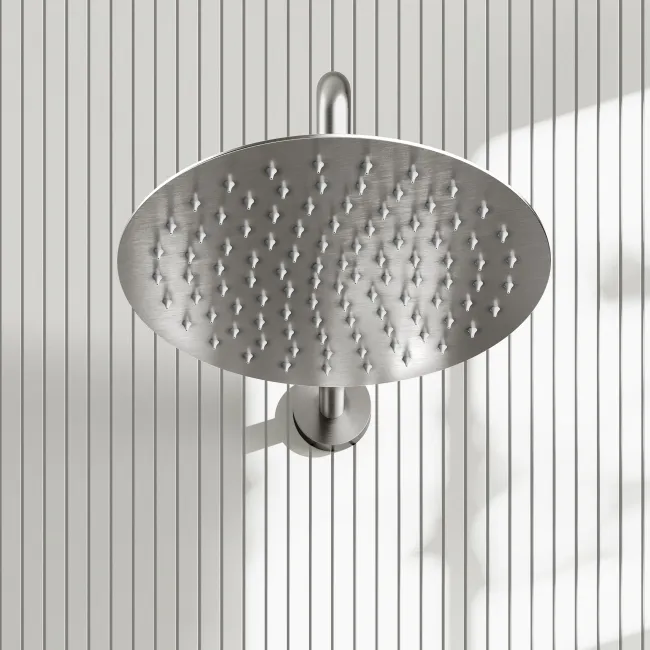 Suir Premium Brushed Nickel Round Thermostatic Shower Set with Knurled Detailing
