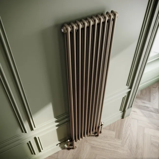 Athens Antique Gold Double Column Vertical Traditional Radiator 1800x470mm