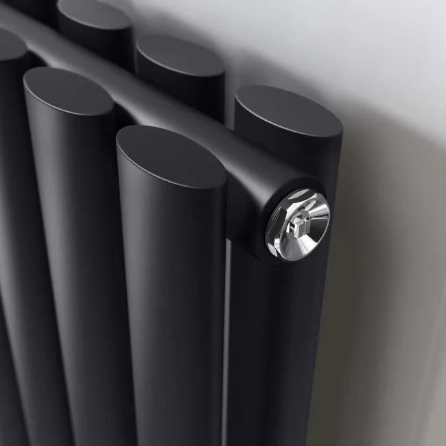 Marbella Matt Black Double Oval Panel Radiator 1800x480mm