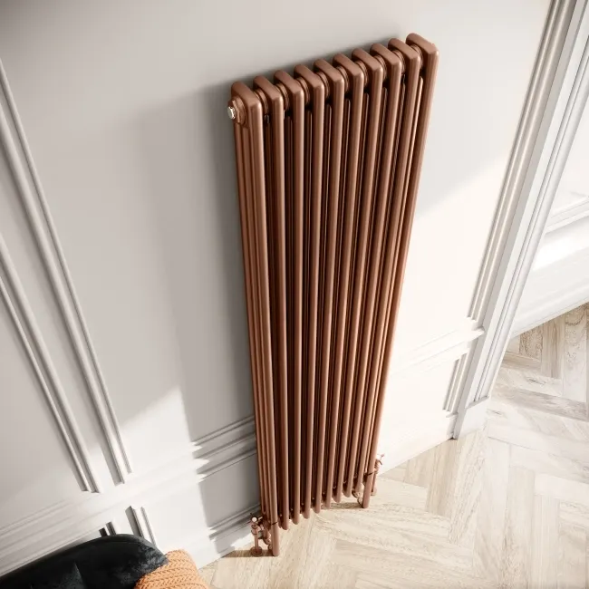 Athens Antique Copper Triple Column Vertical Traditional Radiator 1800x470mm