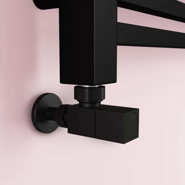 Valetta Matt Black Square Heated Towel Rail 1600x450mm